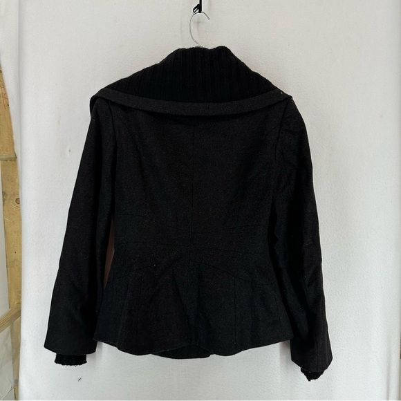 Zara Basic Peacoat Button Wool Blend Womans Small Black - Picture 8 of 10